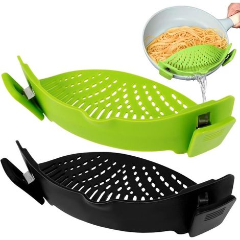 Lot de 2 filtres à pâtes en silicone, clip portable mains libres, réutilisables et résistants à la chaleur. (1/5)