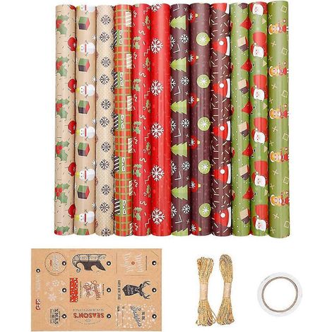 Packung mit 12 Blatt Geschenkpapier für Weihnachtsfeiern (1/5)
