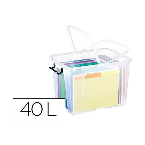 Contenedor plastico cep 40 litros 397x498x329 mm transparente con tapa y cierre hermetico