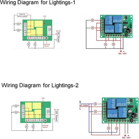 Récepteur radio 433 MHz avec télécommande pour porte de garage automatique, portail automatique, appareils électroménagers 12 V CC, relais de moteur de pompe