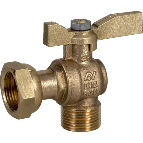 Robinet compteur SPDE équerre mâle - manette laiton - Série 646 Ø15 - 20x27