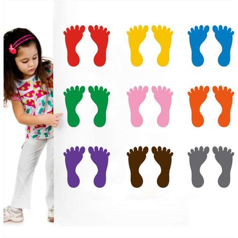 Lot de 9 paires d'autocollants d'empreintes de pieds pour le sol, le mur, les escaliers pour guider les directions
