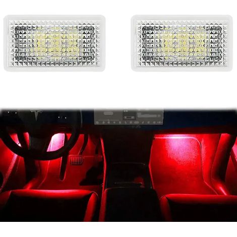 (2 ampoules rouges) Kit d'ampoules LED ultra-lumineuses pour éclairage intérieur, compatible avec Tesla Model 3, Y, S et X. Convient pour le coffre, le compartiment avant, les seuils de porte et l'écl (1/4)