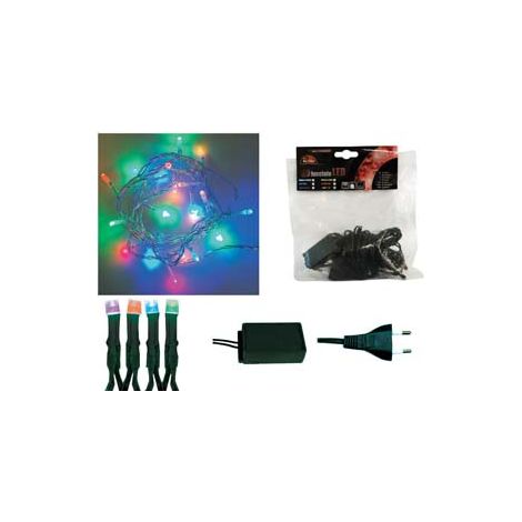 LUCCIOLE A LED MULTICOLOR LUCE FISSA PER INTERNO- - 40 led - mt.1,9 + 7,4 - 1 blister