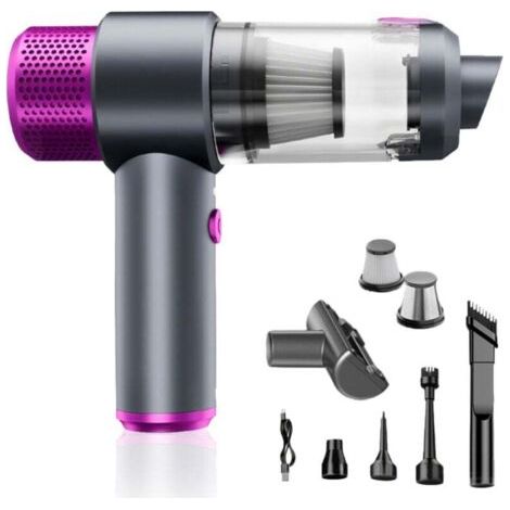Aspirateur à main sans fil 7000 Pa, filtre HEPA lavable, mini design portable. Adapté pour auto, cuisine, poils d'animaux - violet. (1/4)