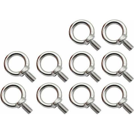 BUNTHAUS Lot de 10 boulons à œil M8 en acier inoxydable, boulons à œil antirouille, boulon à œil rond, boulon à œil rond, boulon à œil, acier inoxydable 304, pas facile à corroder. (1/5)