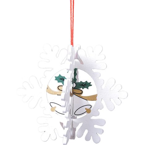 Ornements d'arbre de noël en bois, ornements suspendus en bois suspendus, ornements suspendus en bois DIY（Section B du flocon de neige [blanc]） (1/5)