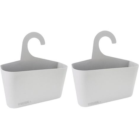 Kit 2 pezzi Cestino Portaoggetti con gancio per doccia, cucina, lavanderia Bianco (1/4)