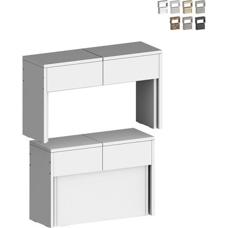 Ensemble de 2 rallonges 66-290 cm pour table à manger Pratika A + B - Blanc brillant (1/5)
