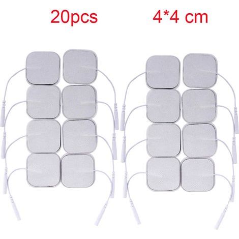 Pack of 10 to 20 electrodes measuring 4 x 4 cm for TENS electrostimulation devices, acupuncture and EMS physiotherapy (nerve and muscle stimulator, slimming massage patches) 05717