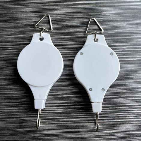 Gancho retráctil para jardín, gancho colgante para macetas, gancho de fácil acceso para colgar cestas y macetas, blanco. (1/4)