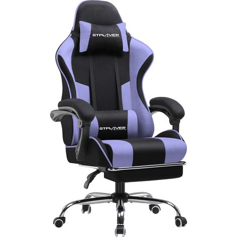 Chaise de jeu, Design ergonomique, Hauteur réglable, Violet-Noir (1/2)