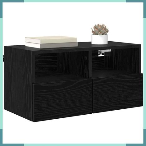 882926 Meuble TV mural Chêne noir 60 x 30 x 30 cm Bois d'ingénierie (1/5)