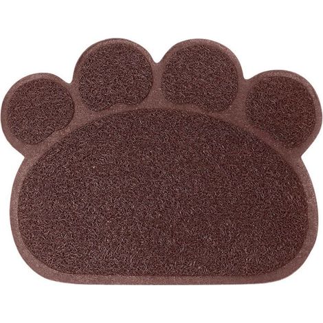 Tapis pour Chat Bac à Litière, Imperméable PVC Litière Paillasson, Tapis de nourriture,Tapis pour Bac à Litière Pour Chats Chiens Chiots Taille,30 x 40 cm (Café) (1/5)
