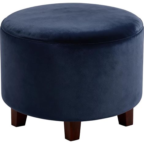 Housse De Pouf Rond en Velours, Protège-Pouf Élastique Couvre-Meuble Moelleux avec Bord Élastique pour Pouf Salon Chambre (Moyen, Bleu Marine) (1/5)