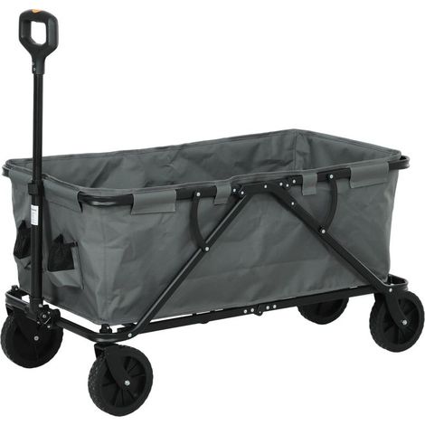 Gartenwagen 120 kg belastbar, klappbar Transportwagen mit herausnehmbare Avion 160 litres Dunkelgrau (1/4)