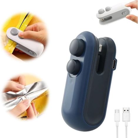 TRADE SHOP - Mini Sigillante 2 In 1 Usb Ricaricabile Portatile Per Sigillare Sacchetti Alimenti - (1/5)
