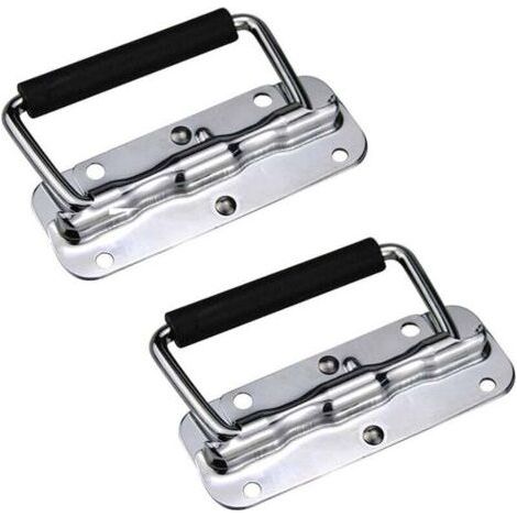 2 Pcs Poignées Pliantes 120mm Poignée de Traction Encastrable en Acier Inoxydable pour Flight Case Boîte à Outils (1/4)