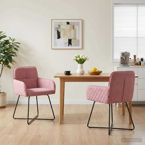 vidaXL Sedie da pranzo 2 pz Velluto Rosa 59 x 56,5 x 86 cm (1/5)