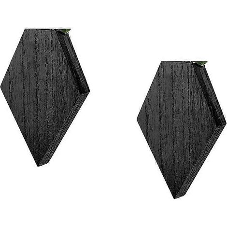 Ensemble de pots de fleurs muraux en bois avec plantes artificielles suspendues, support géométrique noir en bois massif. (1/5)