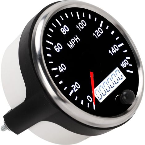 Compteur de vitesse 3,3 pouces 12 V/24 V, affichage LCD 0-160 mph avec rétroéclairage blanc ambre pour voiture, camion et bateau (1/5)