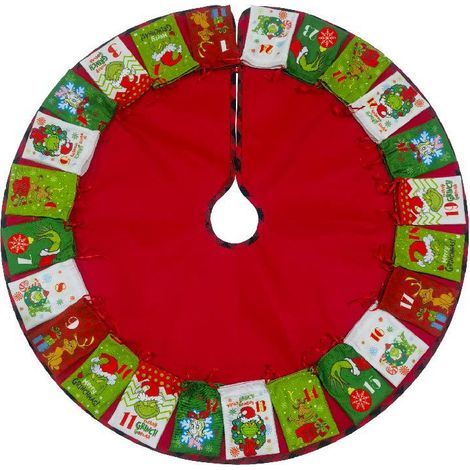 Gonna per albero di Natale del Grinch da 92 cm, calendario dell'Avvento, conto alla rovescia, sacchetto regalo, decorazione a ciondolo per albero di Natale (1/3)