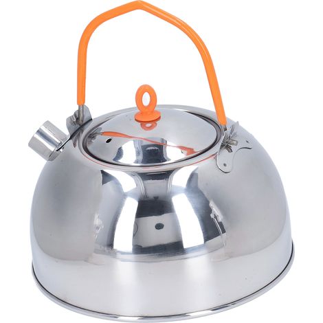Théière de camping portable en acier inoxydable 304 avec isolation thermique, mini bouilloire anti-brûlure pour pique-nique et pêche en plein air (1/5)