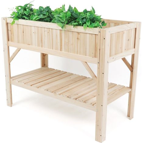 Carré potager en bois sur pieds "Magnolia" - 115 x 57 x 90 cm - Beige