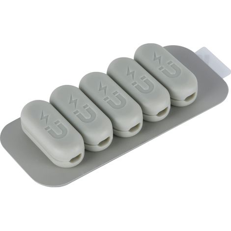 Electraline 71707 Set di 5 Fermacavi magnetici con banda metallica adesiva inclusa, Organizer Scrivania per cavi Multifunzione, Gestione per cavo di alimentazione, cavo di ricarica USB, cavo audio ecc