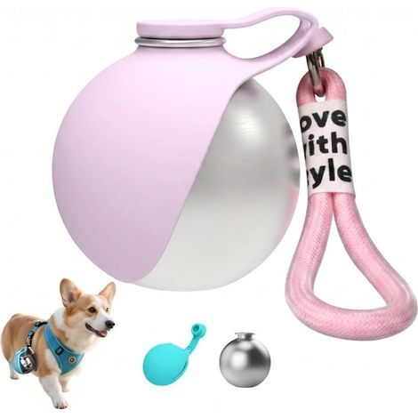 Trinkflasche für Haustiere – 2-in-1-Trinkflasche für Hunde – Faltbare und tragbare Trinkflasche für Haustiere – Rundes Edelstahlgehäuse mit Silikonnapf – Auslaufsicher und luftdicht (1/5)