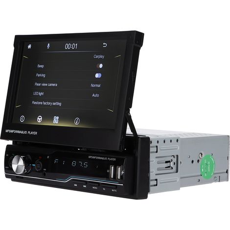 Autoradio multimédia 1 DIN avec navigation, écran télescopique pliable de 7 pouces et compatible CarPlay (1/5)