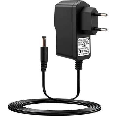 Secteur 12V 2A Alimentation Universel 100-240V, Transformateur d'alimentation pour Ruban LED, Routeurs, Caméras CCTV, Appareils Électroniques, Bandes LED (5,5 2,5mm)