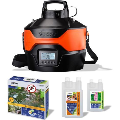 Kit Nebulizzatore Geyser Li-Ion 4 L + Tubo da 25mt + Disabituante zanzare Florifens 1lt e Zanzaricida Etokraft da 250ml Stocker