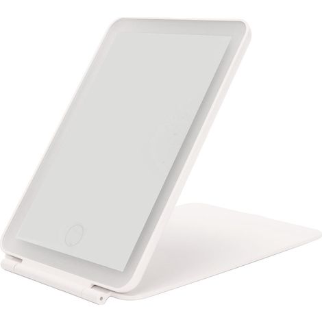 Miroir de maquillage de voyage à LED, miroir de beauté pour dortoir, lampe de bureau, lampe tricolore pliable et portable, miroir de maquillage blanc. (1/5)