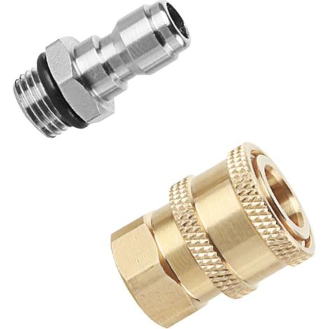 Ensemble de Coupleurs Rapides M14 1/4 en Cuivre Massif Mâle et Femelle Installation Rapide et Haute Résistance pour Équipement de Lavage Automobile (1/5)