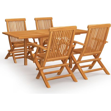 Muebles de jardín muebles de exterior juego de muebles 5 piezas madera maciza de teca 020016576