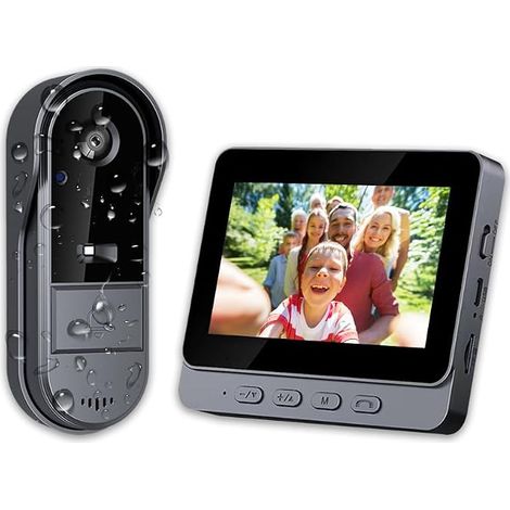 Sonnette sans Fil avec Caméra 1080P Étanche IP67, Visiophone Vidéo Extérieur avec Écran 4.3", Angle de Vision 170°, Vision Nocturne, Interphone Vidéo pour Maison, sans WiFi et APP (1/5)