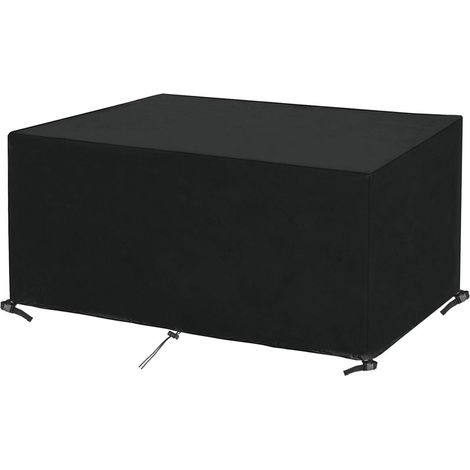 Housse de protection pour mobilier de jardin avec cordon de serrage et clips de fixation pour ensembles de table de jardin rectangulaires, en tissu Oxford 420D imperméable et déperlant (200 x 160 x 70 (1/5)
