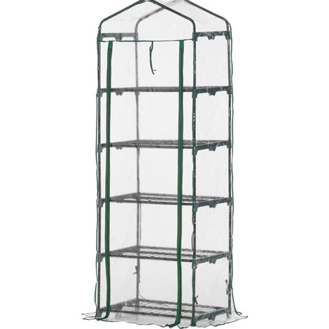 CHICFURN Mini invernadero de cultivo 69 x 49 x 193 cm transparente y verde, 5 niveles compacto (1/5)