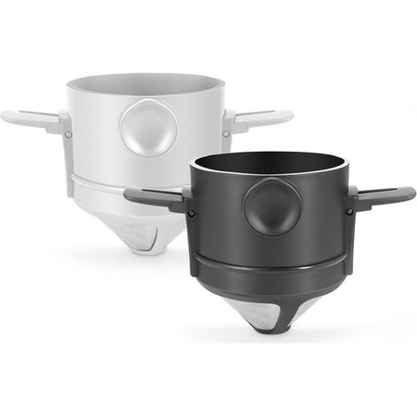 Filtro de café，Juego de 2 soportes para filtros de café，Filtro de acero inoxidable，Filtro de café permanente，Blanco y negro (1/2)