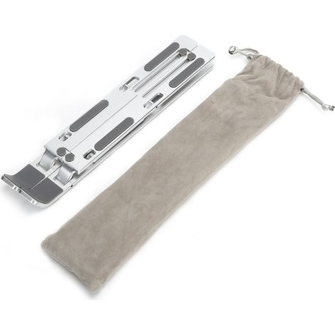 Support pour ordinateur portable pliable en métal, rehausseur de tablette réglable, support portable argenté x2 (1/5)