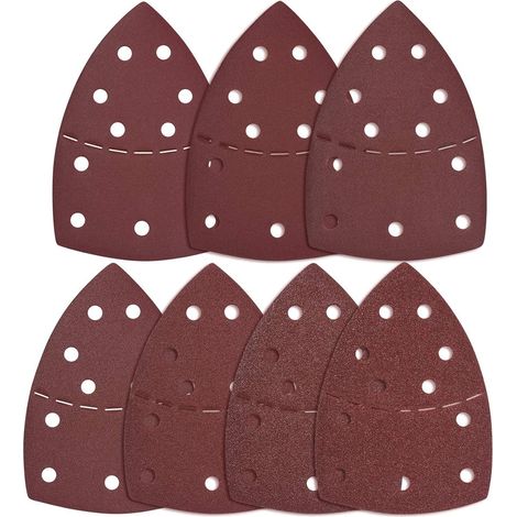 Crediri Dreieckige Schleifscheiben, 80 Stück Schleifpapier, 11 Löcher Schleifpapier mit 40/60/80/120/180/240/400, 125 mm Körnung zum Schleifen, Entrosten und Polieren mit Exzenterschleifern (1/5)