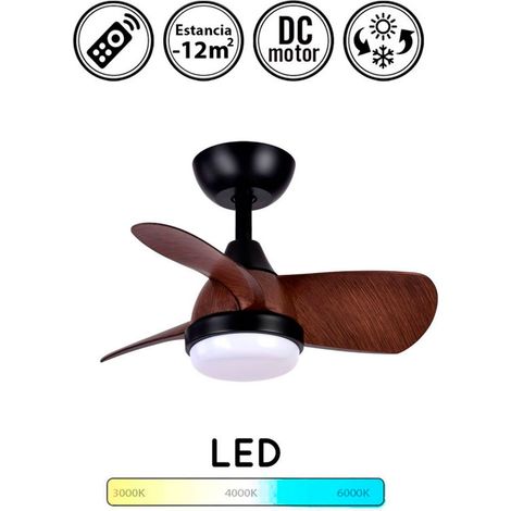 Ventilador de techo con luz silencioso DC con mando Pirlo Marrón/negro 60 cm invierno-verano color luz regulable (1/4)