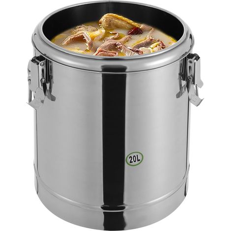 Secchio termico da 20 litri - Contenitore termico per zuppe - Realizzato in acciaio inox 201 e 304 - Per adulti - Per zuppe e pappe per bambini - Ideale da portare in viaggio
