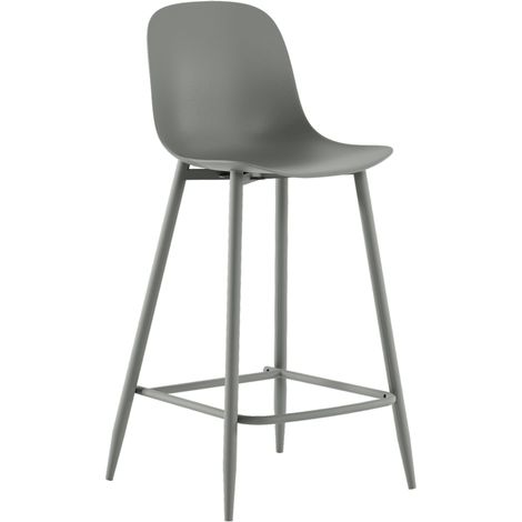 2x Sgabello in polipropilene grigio chiaro-metallo 47 cm x 37 cm H. 103 cm (1/5)