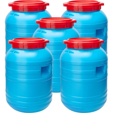 Garronda Fût en Plastique de 30 L Fût Alimentaire en Plastique HDPE Récipient pour Jardin GD-0055 Lot de 5 (Bleu, 30 litres)