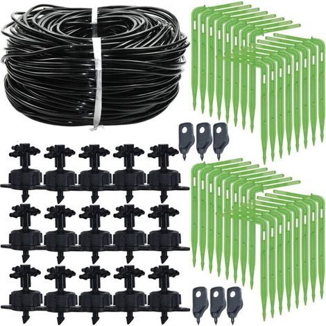 Kit de système d'arrosage goutte-à-goutte pour jardin, 100 m, 4 l/h, avec raccords rapides (1/4)