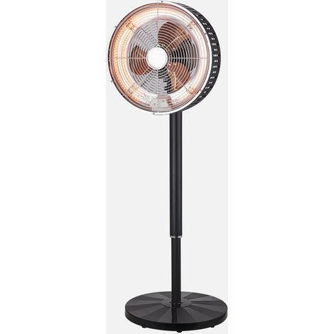 Praktischer 2-in-1-Standventilator, Schwarz, Warm/Kalt, 55 W/1500 W, Fernbedienung + Timer, Standardgröße 35 x 35 cm (1/2)