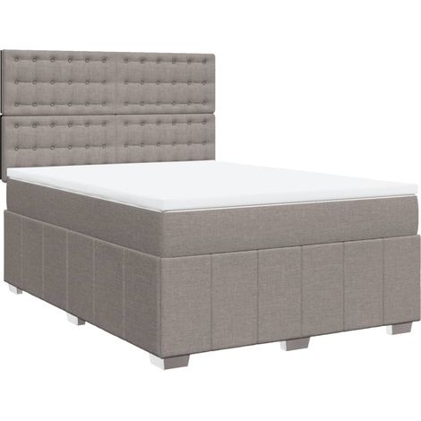 vidaXL Giroletto a Molle con Materasso Tortora 140x200 cm in Tessuto (1/5)