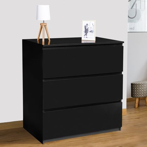 Arcón TOMI 3 cajones 78 cm madera negro (1/4)